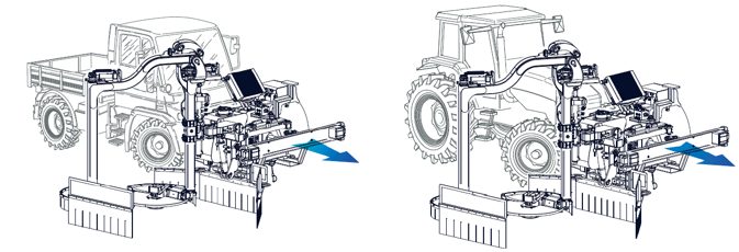 Frontanbau des Leitplankenmähers SKI am Traktor oder Unimog